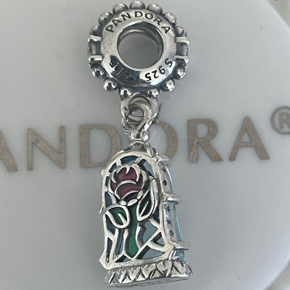Pandora Disney Beauty and the Beast Enchanted Rose Dangle Charm